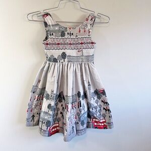 Handmade one of a kind girl's smocked dress, London Print
